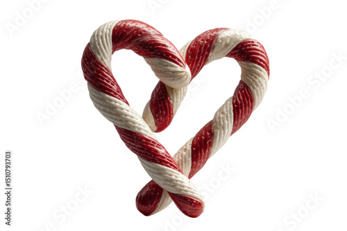 PNG Heart-shaped red and white candy canes on black background