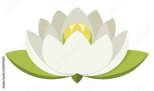 Simple white water lily flower illustration