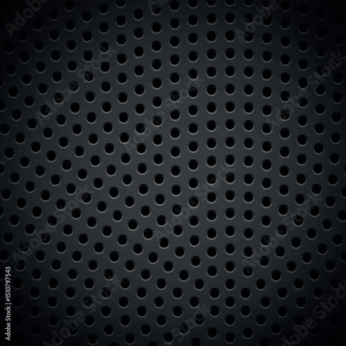 Material perforated metal dark background texture - Vector illustration