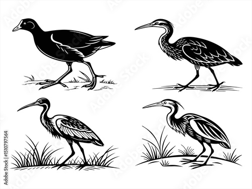 bittern silhoette black vector bundle