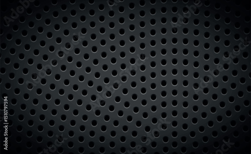 Material perforated metal dark background texture - Vector illustration