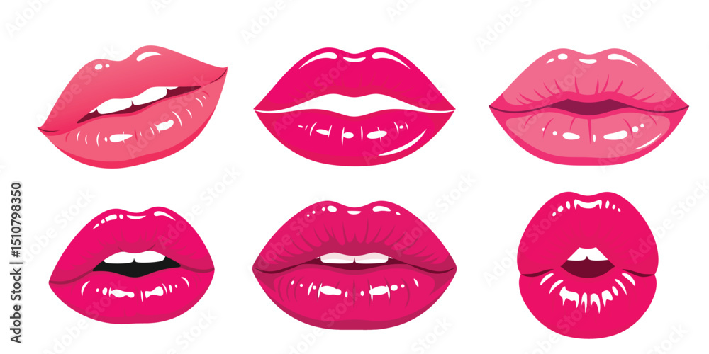 Obraz premium Collection of Various Pink Lipstick Styles for Makeup and Sensuality Inspiration