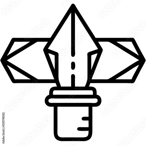 Geometric knife icon with two crystal shapes in minimalist style  