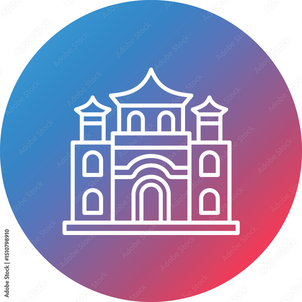 Historic Site Line Gradient Circle Background Icon Historic Site Line Gradient Circle Background Icon
