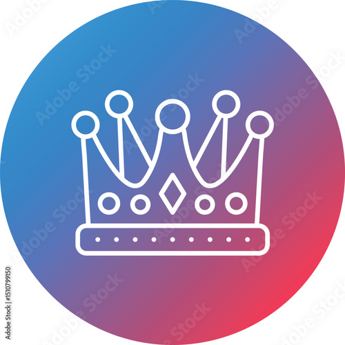 Crown Line Gradient Circle Background Icon