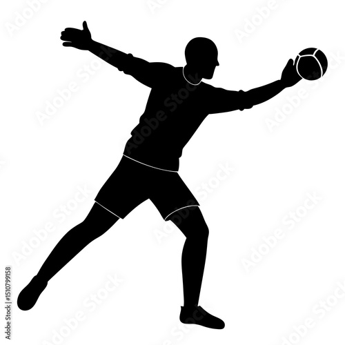 goalkeeper punching the ball away silhouette on white background