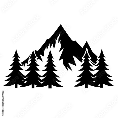 Wallpaper Mural mountain white tree silhouette on white backgroundon white background Torontodigital.ca