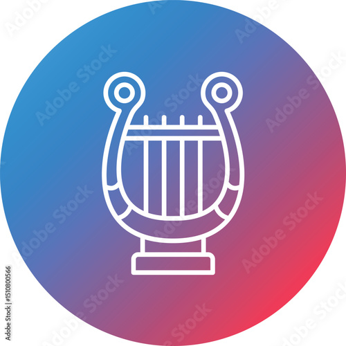 Lyre Line Gradient Circle Background Icon