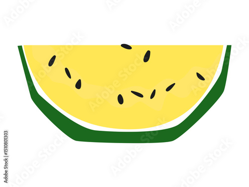Slice watermelon.Yellow watermelon vector illustration. Isolate on white background