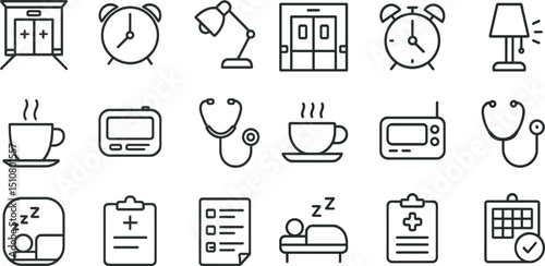 Essential medical and sleep icons for healthcare and wellness projects