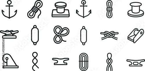Nautical icons and knot illustrations for maritime design projects