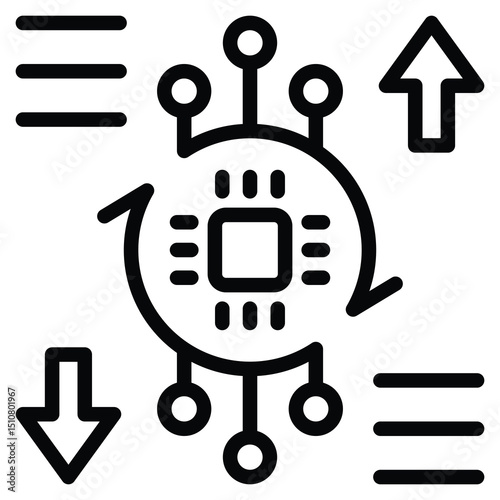 Unsupervised Learning Icon Line Vector Illustration