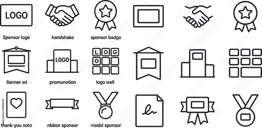 Fototapeta premium Business sponsor icons collection for promotion and awards design