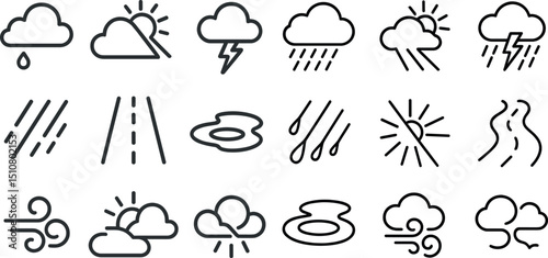 Weather icons collection for forecast and climate design projects