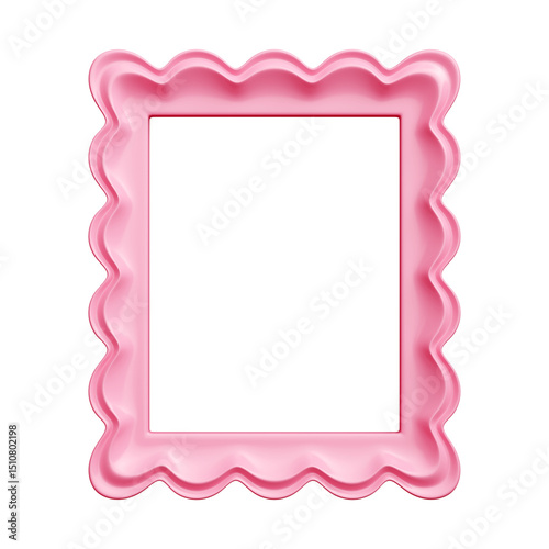Scallop frame 3d pink border exhibits shell-reminiscent wavy shape. Curling ripples craft decorative rectangular perimeter. Enchanting womanly detail provides whimsical flair for greetings or invites.