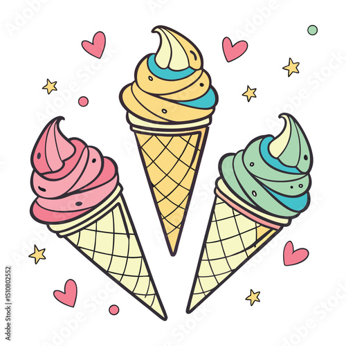 A set of realistic corn ice-cream vector white clean background 