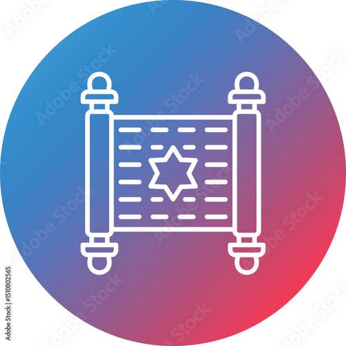 Torah Line Gradient Circle Background Icon