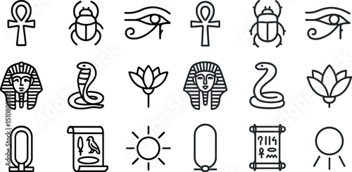 Ancient egyptian symbols collection for icon design projects