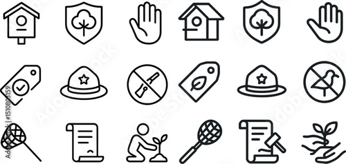 Eco symbols collection for conservation and environmental awareness designs