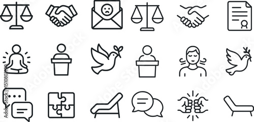 Symbols of balance, peace, and communication for design and mediation themes