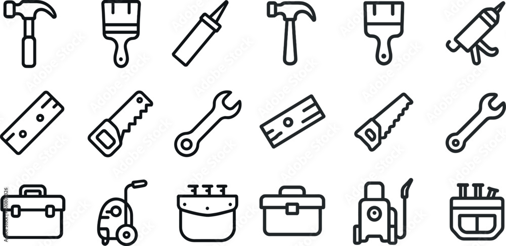Construction and repair tools icon set for design projects Construction and repair tools icon set for design projects
