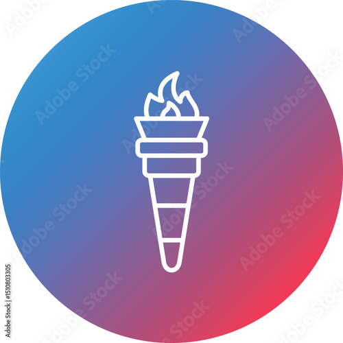 Torch Line Gradient Circle Background Icon