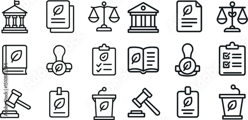 Legal and environmental icons for document design and presentations