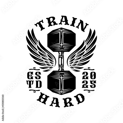 Monochrome dumbbell in vintage style isolated vector illustration	
