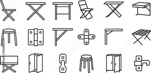 Collection of minimalist furniture icons for design projects