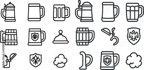 Vintage beer mug icons and oktoberfest elements for design projects