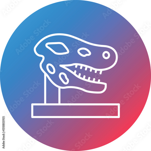 Dinosaur Fossil Line Gradient Circle Background Icon