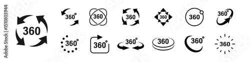 Set of 360 degree view icon. Vector concept