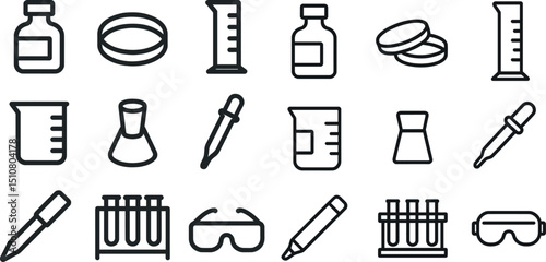 Laboratory equipment icons for science and chemistry projects