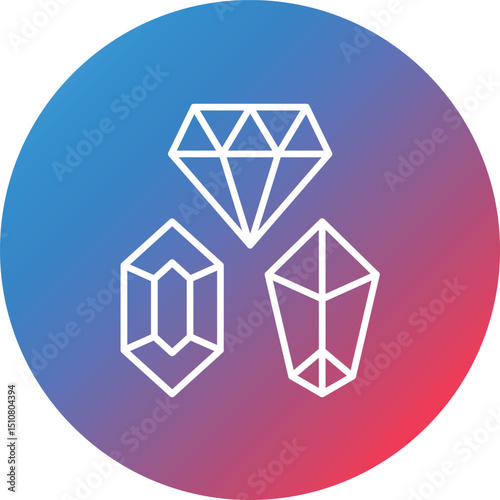 Gemstones Line Gradient Circle Background Icon
