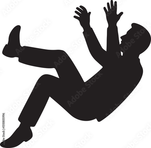 silhouette of a men falling vector art illustration.