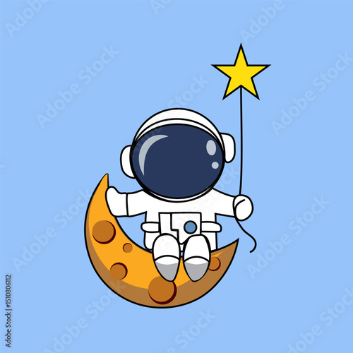 astronaut sitting on the moon illustration.