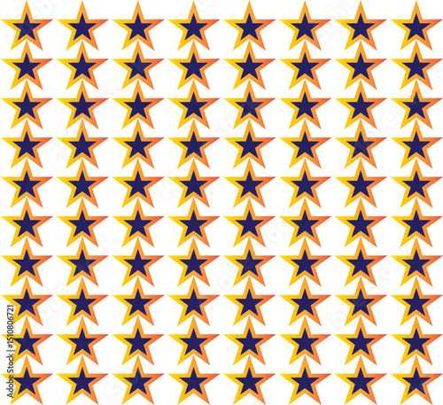 Star isolated on white background. Texture with five-pointed stars. Seamless stars pattern