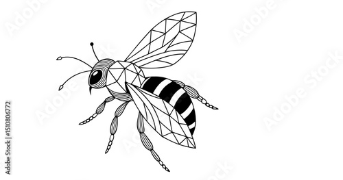 Geometric bee illustration with constellation design