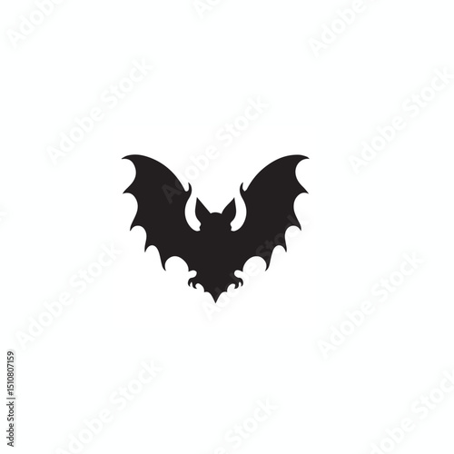 Gothic Bat Silhouette with Glowing Red Eyes – Detailed Vector Illustration
