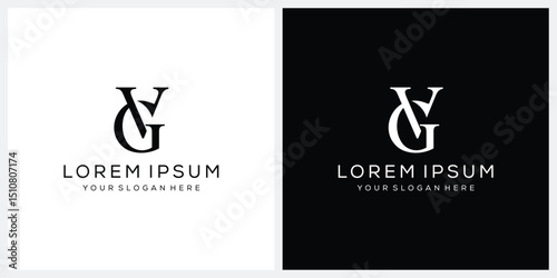 initial letter VG serif font logo design, luxury graphic icon concept