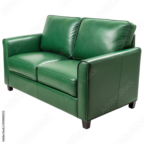 Stylish pu leather loveseat sofa in vibrant green adds touch of elegance to any space
