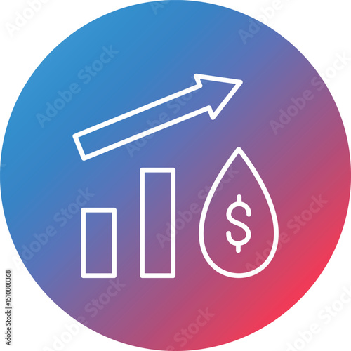 Oil Price Increase Line Gradient Circle Background Icon