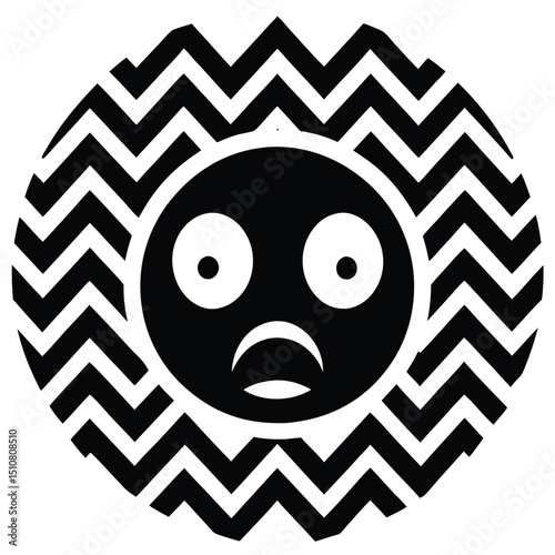 Shocked face emoji icon with zigzag background