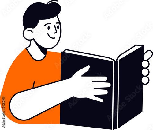 Illustration of student reading book for education learning knowledge and studying concept vector design vector art illustration
