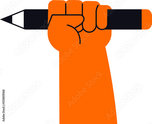 Illustration of hand holding pencil for creative writing graphic design and artistic expression concept vector art illustration