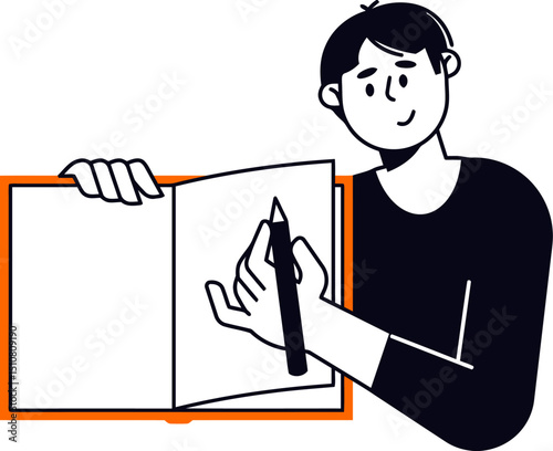 Illustration of person writing in notebook drawing sketch art design creative idea concept vector image stock 100 vector art illustration