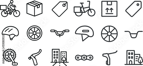 Delivery and cycling icon set for logistics and urban design