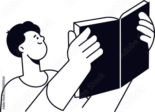 Illustration of person reading book education knowledge literature learning study novel story 100 char vector art illustration