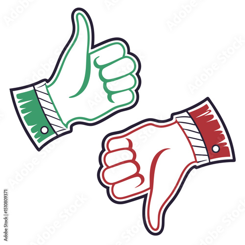Thumbs up and thumbs down emoji icon set