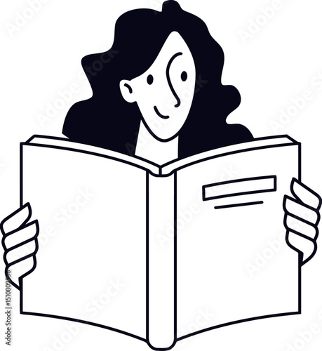 Illustration of woman reading book vector graphic design for education and learning resources material 100 vector art illustration